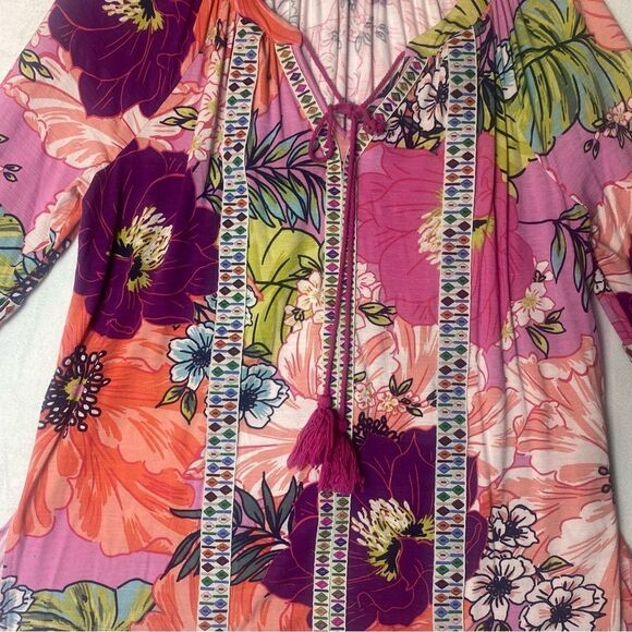 Cupio Floral Boho Peasant Style Top Size Medium - Picture 7 of 11
